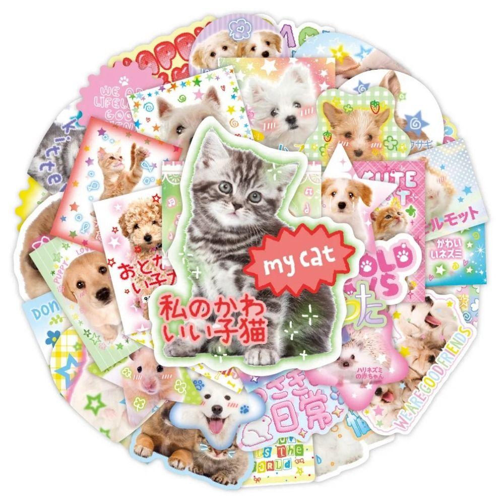 40pcs Retro Cute Cartoon Scrapbook Sticker Kawaii Puppy Kitten Bunny Journal Sticker DIY Decor Stationery Phone Shell Sticker
