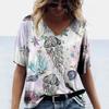 Jellyfish Conch 3D Print T Shirt Summer Women V-Neck Casual T Shirts Streetwear Y2k Tops Harajuku Oversized Woman Tees Clothing