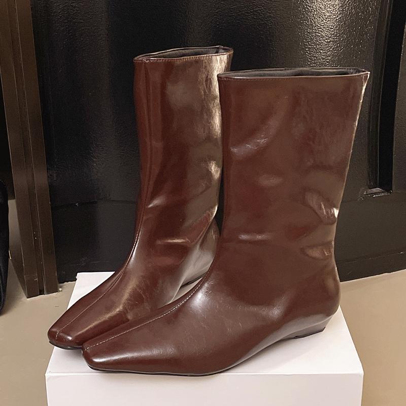 Модные женские ботильоны на плоской подошве с квадратным носком, дизайнерская обувь, модные зимние новинки 2025, повседневные, уютные готические челси, женские ботинки