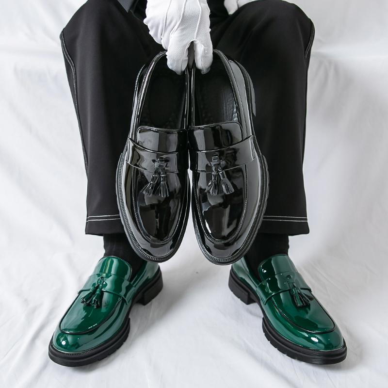 Мужские деловые туфли с бахромой, американская повседневная удобная толстая подошва, прочные модные кожаные туфли, обувь для путешествий, размеры 38-46