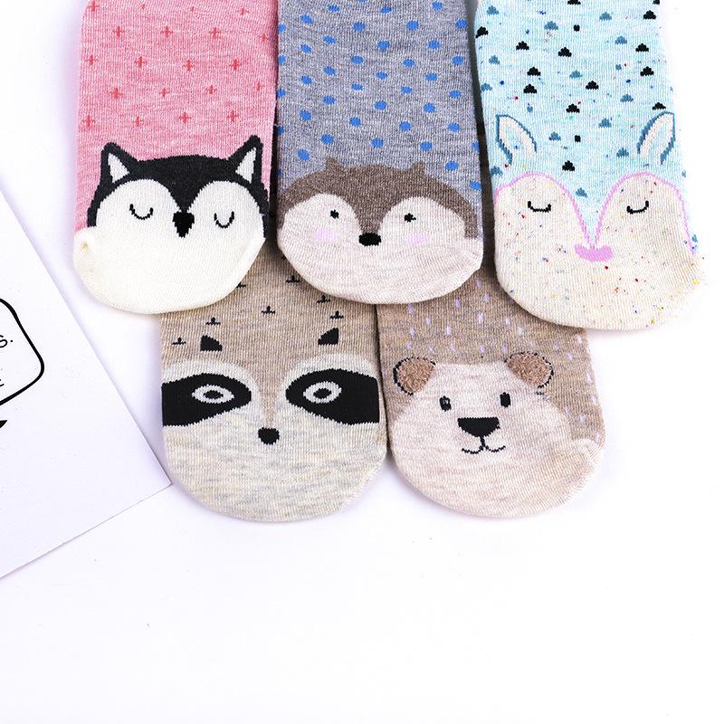 5 пар женских носков до щиколотки, забавные, милые, с мультяшными животными, плюшевые носки-лодочки, художественные носки, короткие носки Meias