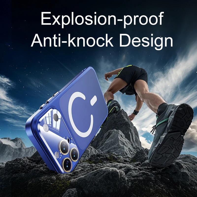 Original Matte For Magsafe Wireless Charge Nano AG Case for iPhone 17 16 15 14 13 Pro Max Tempered Glass Camera Protection Cover