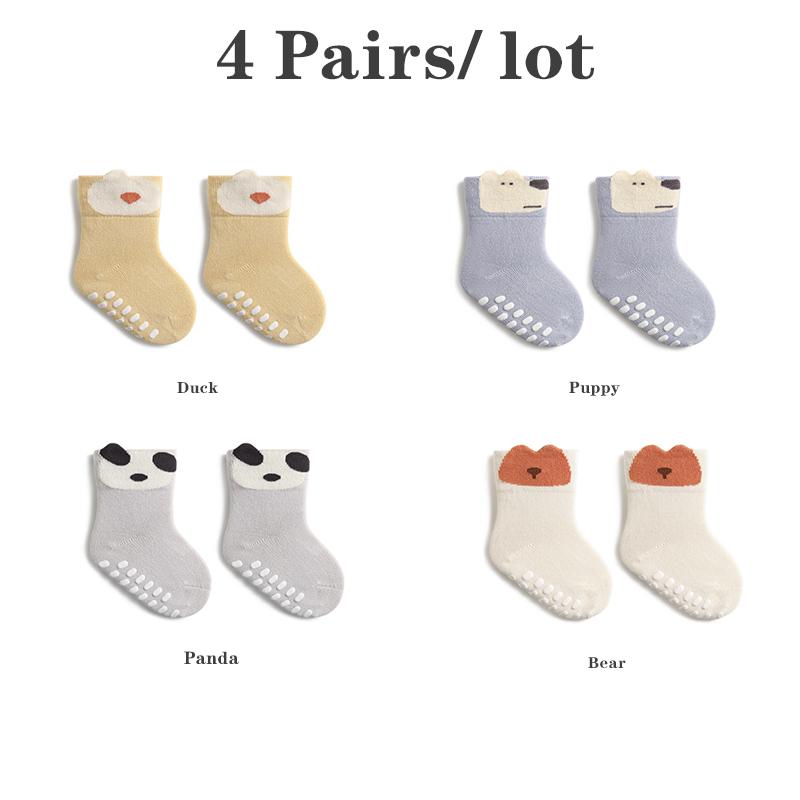 4/1 Pairs/Lot Cartoon Baby Floor Socks Non-Slip Glue Kids Socks Indoor Cooling Soft Cotton Toddler Socks For Newborn