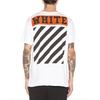 Off-White Белая мужская футболка OMAA002G20JER0100119 с коротким рукавом, обычная версия, с принтом логотипа в полоску