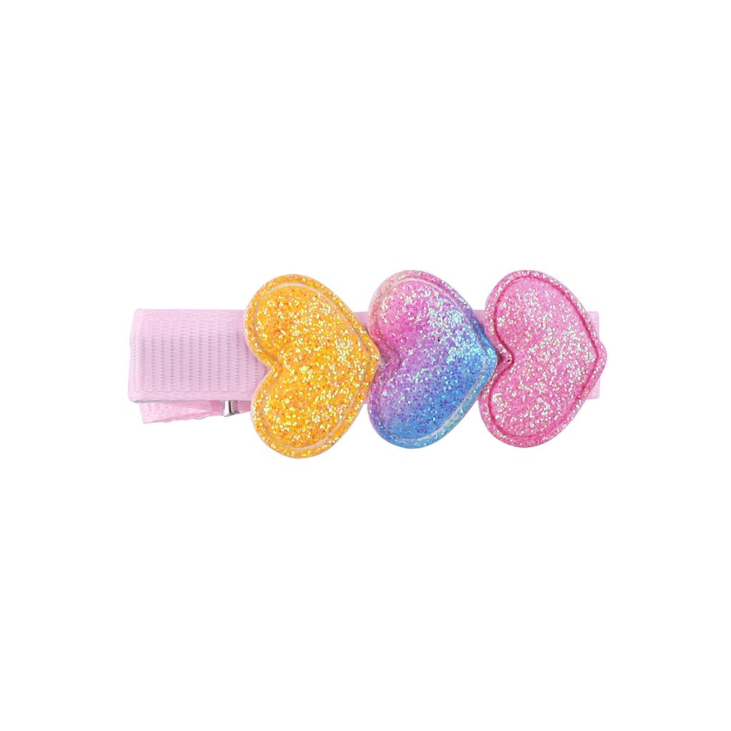 Glitter Heart Shape Rainbow Hair Clips for Baby Girls Valentine’s Day Hair Clips Love Alligator Clips Barrettes Hair Accessories
