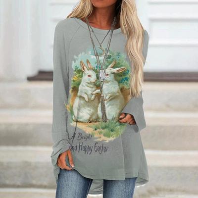 Женская футболка с длинным рукавом с животным принтом, верхняя уличная модная одежда, повседневная футболка с круглым вырезом, свободная женская элегантная футболка