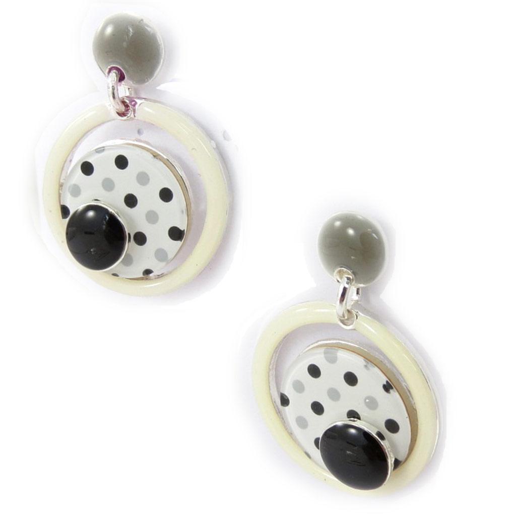 NOA [K0233] - 'Coloriage' Designer Earrings, Ivory Gray