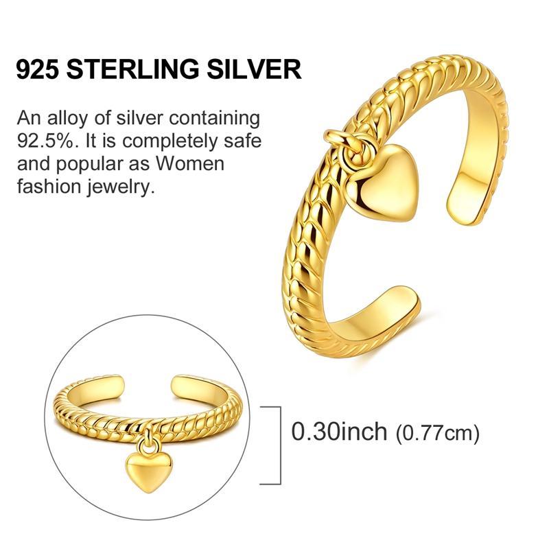 Ring 925 Sterling Silver Sparkling Gold Heart Star Moon Chain Ring For Women Man Girl Wedding Anniversary Part Ring Jewelry Gift