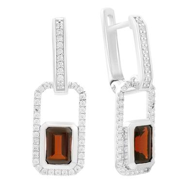Серебряные серьги с натуральным гранатом 3.397ct (2204015)