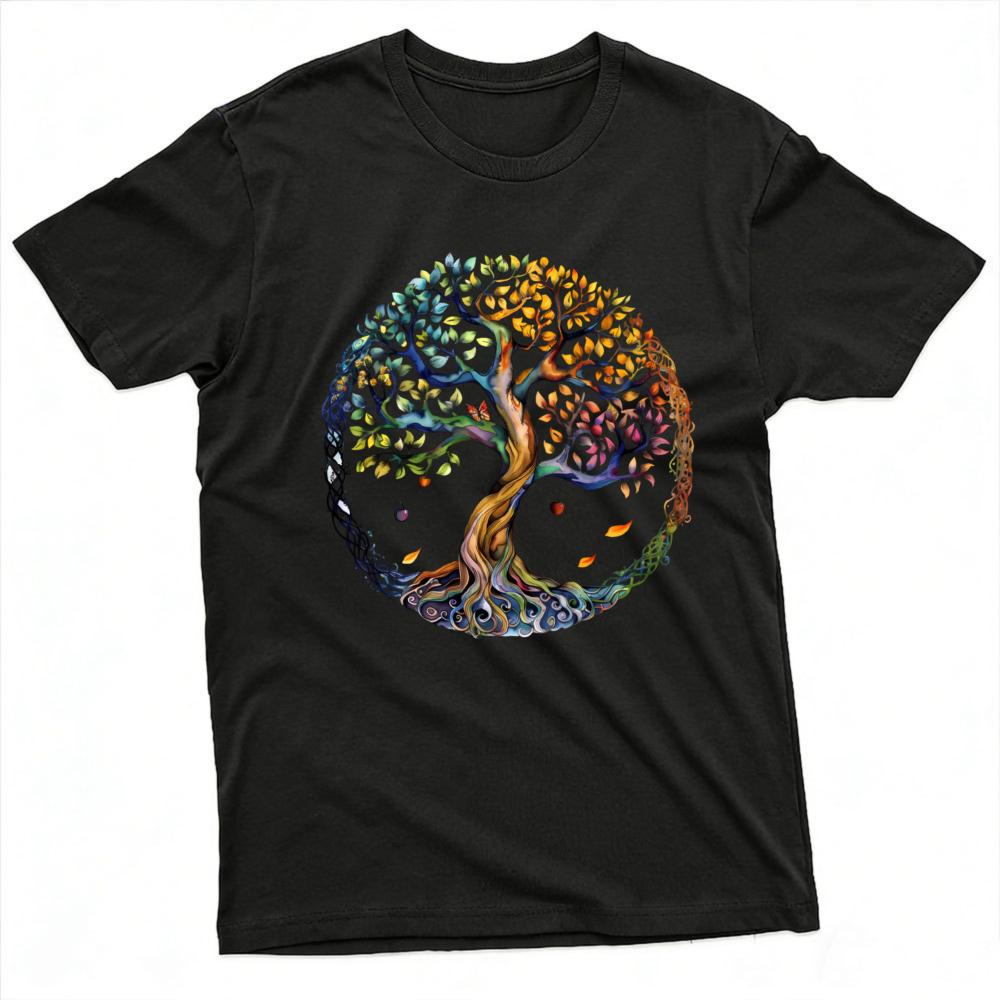Tree Of Life Graphic TShirt Unisex Vintage Watercolor Rainbow Life Tree Print Tee Casual Soft Cotton Short Sleeve Tops