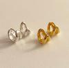Fine Jewelry 925 Silver Earring for Women 18K Gold Plated Sterling Silver Simple Double Layer Retro Circle Hoop Earring Silver