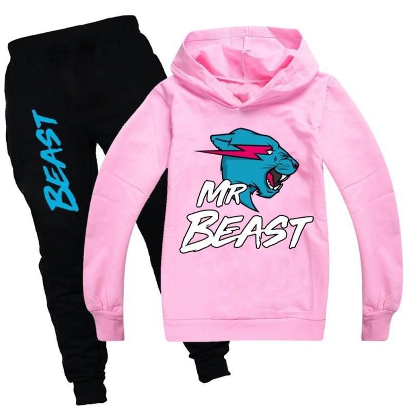 Модный набор худи с мультяшным принтом Mr Beast для мальчиков и девочек. Удобный и стильный
