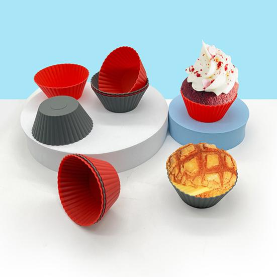 10Pcs Silicone Muffin Cups Non-Stick Cake Mold Food-Grade Reusable Cupcake Liners for Baking Pancakes Candies Muffins