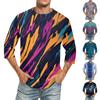 Men's Solid Color Round Neck Three Quarter Sleeve Top T-shirt