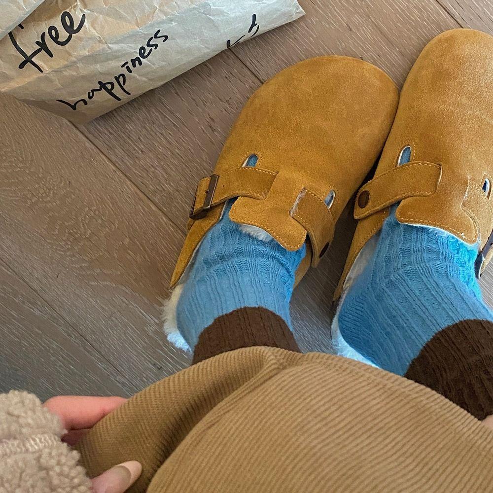 Retro Mid-Calf Wool Socks Colour Blocking Mid Tube Socks Fashion Winter Warm Socks  Autumn Winter