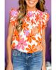 Azura Exchange Оранжевый топ с цветочным узором и оборками на рукавах