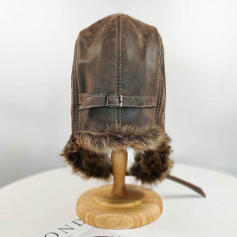 Высококачественная кожаная лыжная кепка с мягкой подкладкой, мужская кожаная кепка-авиатор, осенне-зимняя утолщенная теплая кепка, кожаная шапка-ушанка, шапки-авиаторы