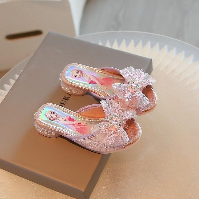 Девочка, Туфли принцессы, Лето, Девочка, Бант, Стразы, Блеск, Тапочки, Открытый носок, Верхняя одежда