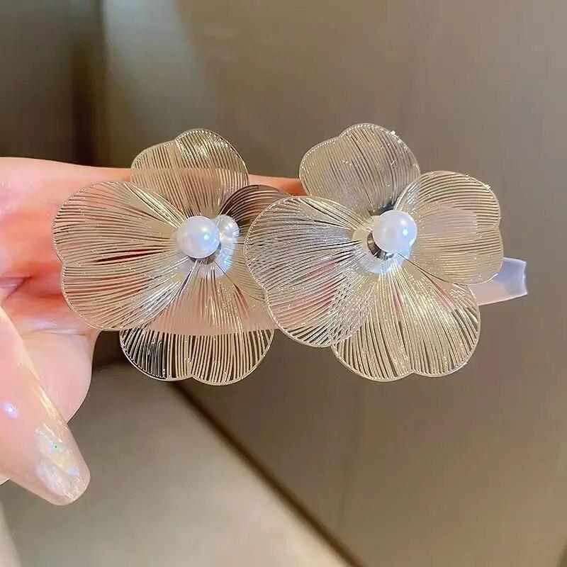 Большие серьги с цветочным жемчугом для женщин, роскошный дизайн, серьги-гвоздики для женщин, модные ювелирные аксессуары, рождественский подарок