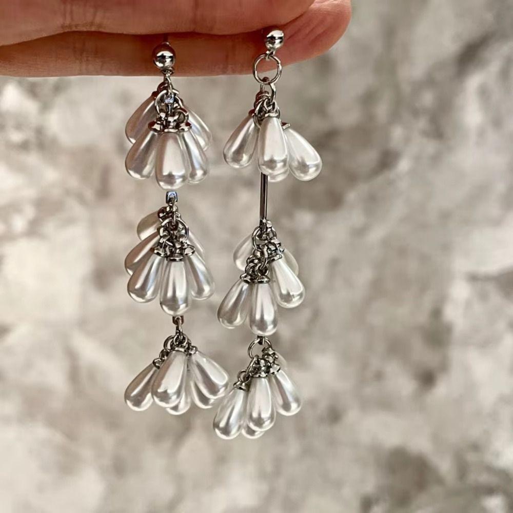 Элегантные серьги-кисточки с бисером в виде цветов, винтажные серьги с искусственным жемчугом, серьги-капли, женские