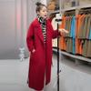 Двустороннее бархатное шерстяное пальто для женщин, популярное осенью и зимой, свободное кашемировое шерстяное пальто со шнуровкой для женщин