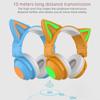 Foldable Head-mounted Cat Ear LED Glowing Gaming Headset Heavy Bass Bluetooth 5.0 Earphones True Wireless Headphone with Microphone