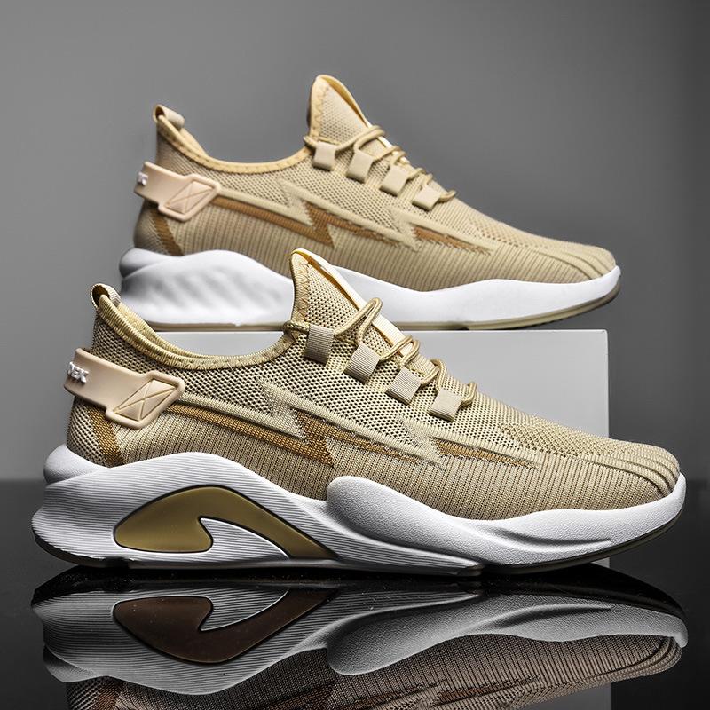 Men's 2025 Spring New Sports and Leisure Running Shoes Breathable Comfortable Lightweight Men's Shoes Knitted Shoes