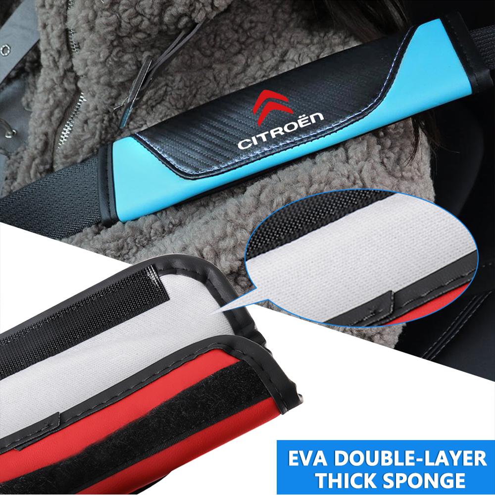AXSR8 1/2pcs PU Leather Car Cotton Seat Belt Pad Safety Shoulder Cover Accessories For Citroen C1 C2 C3 C4 Picasso C4L C5 C-ELYSEE C6