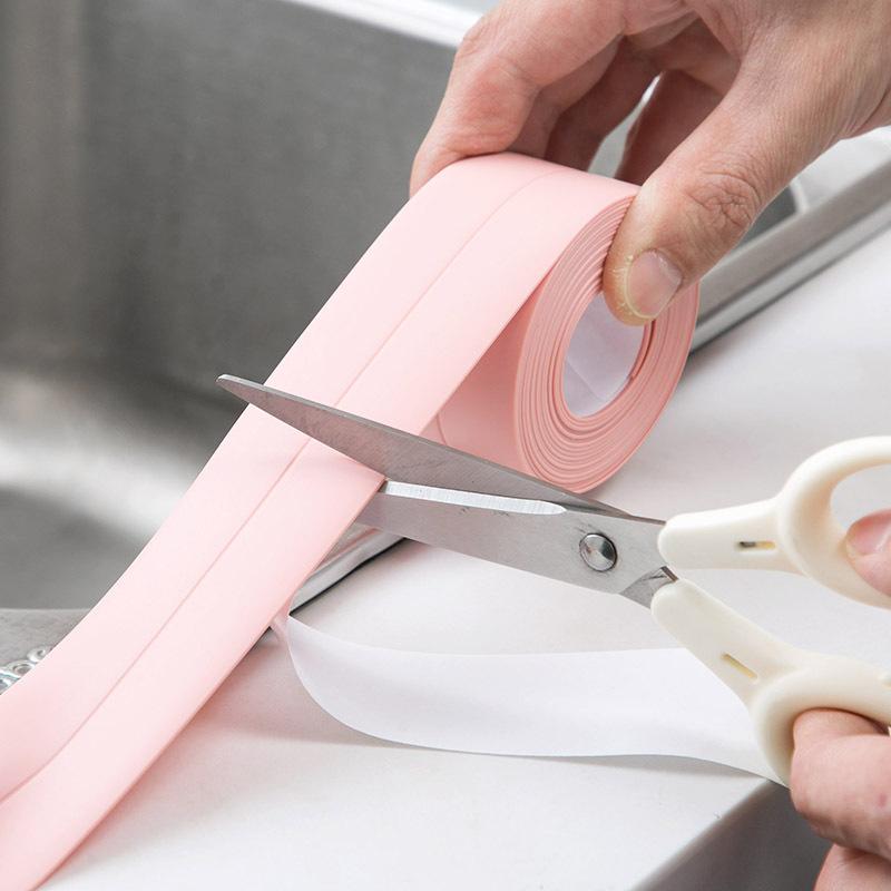 3.2M PVC Bath Sink Sealing Strip Tape Caulk Strip Self Adhesive Waterproof Mould-Proof Wall Sticker Sink Edge Tape for Bathroom Kitchen Accessories