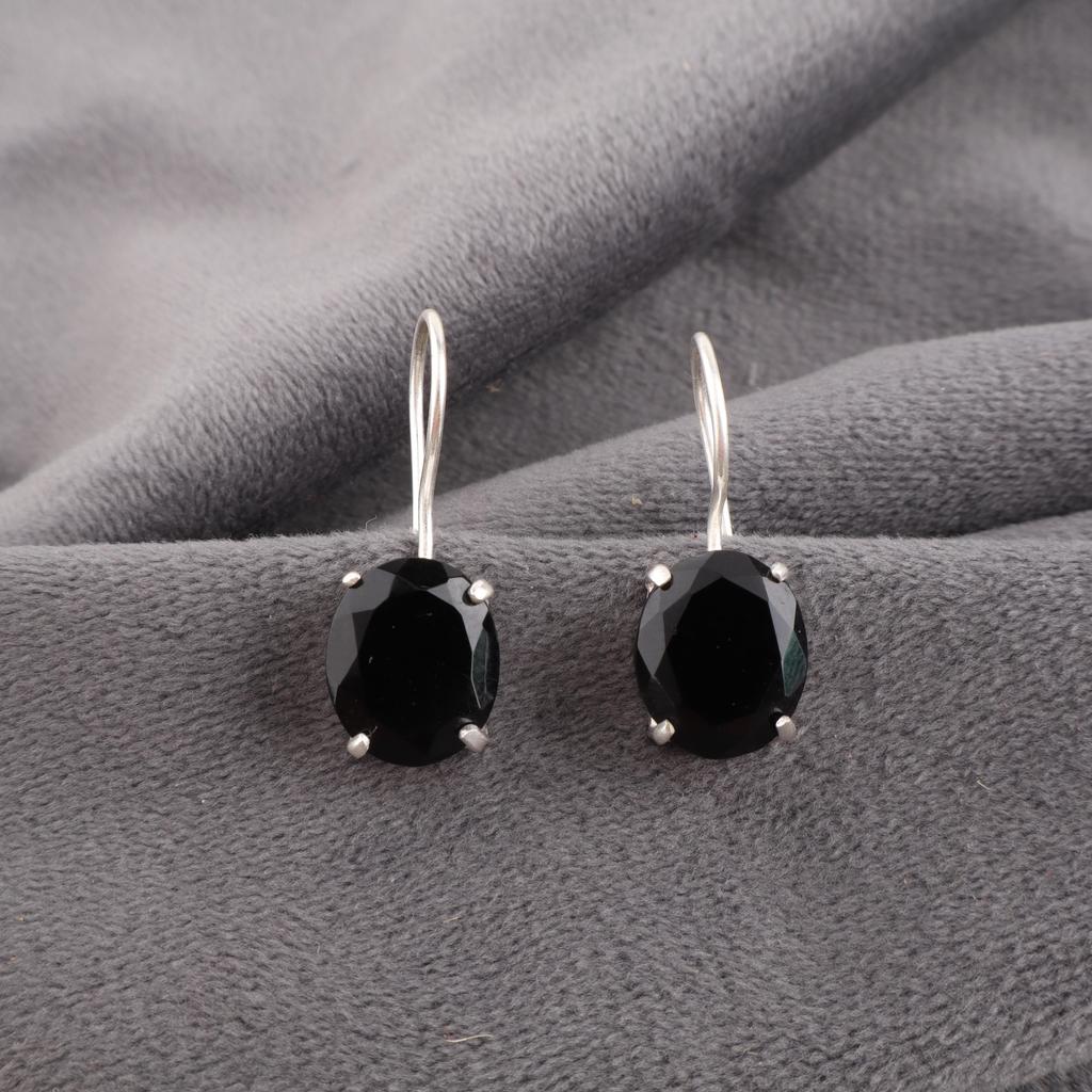 Black Onyx Jewelry, 925 Solid Sterling Silver Earrings Handmade Gemstone Jewelry, Gifts For Wife Brand New Earrings Gift For Her