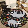 1pc Sloth Floral Office Round Area Rug, Indoor Mat Suitable For Office, Under Office Chairs Bedroom Living Room Home Decor, Room Deco