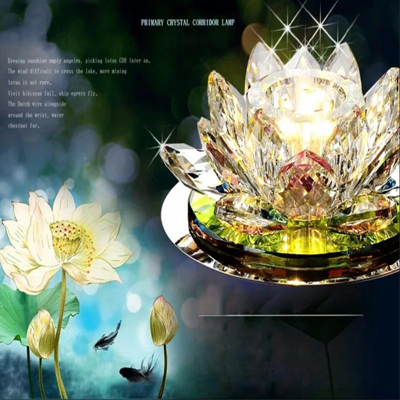 Хрустальный светодиодный потолочный светильник 3 Вт, современный светодиодный хрустальный светильник, кухонный светильник для прохода, люстры, лампы для зала, светильники в форме лотоса
