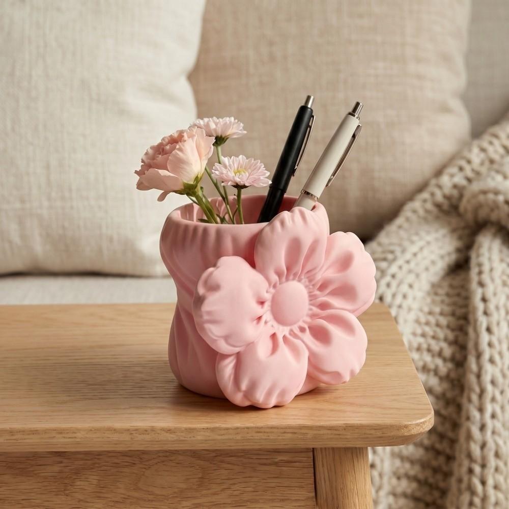 Makeup Brush Bin 3D Printed Pen Stand Simulation Floral Model Home Table Settings