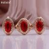 Red Artificial Zircon Wax Inlay Set Women Luxury Wedding Rose Gold Color Hollow Italian Artisan Craftsmanship Set
