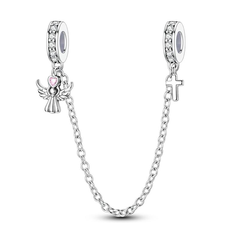 925 Silver Safety Chain Clasp Charms Love Bow Star Moon Snowflake Fit for Bracelet DIY Jewelry Making