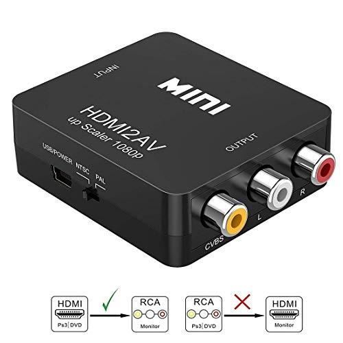 Convertisseur HDMI Vers AV, Asbter HDMI Vers RCA AV-CVSB L-R Vidéo 1080P HDMI2AV Prise En Charge NTSC PAL Sortie HDMI Vers AV Adapta