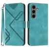 For Samsung Galaxy S24+/Galaxy S25+ Wallet Case Line Imprinted PU Leather Phone Cover with Strap