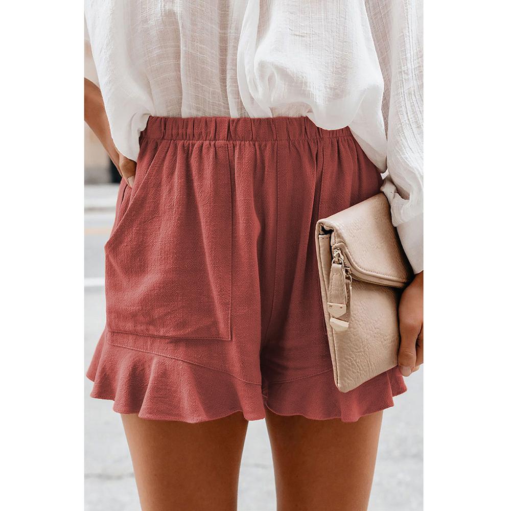 FGHJ Autumn Summer Solid Color Shorts Women's Loose High Waist Wide Leg Elegant Female Trousers