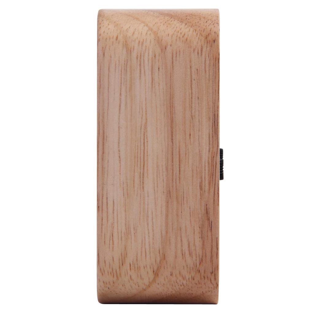 Fuji Boeki Analog Table Clock/Alarm Clock, 10.2cm Wide, Natural Wood, Quiet Alarm, with Light, Tabletop, Square, Wood, 36696