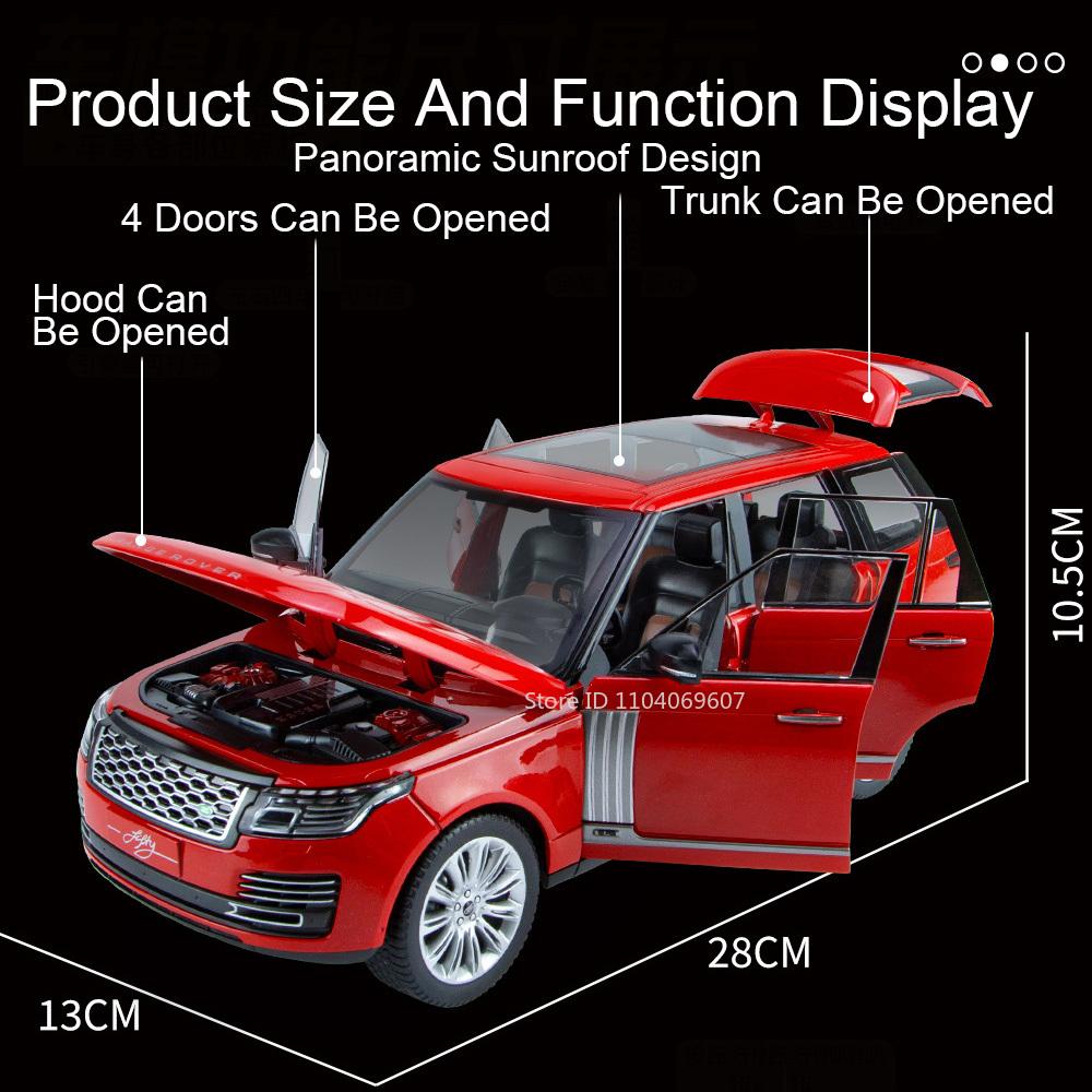 Большой 1:18 Land Rover Range Rover LC300 Модель автомобиля Игрушка Музыка Свет Амортизация Внедорожник Металлические литые модели Рождественский подарок