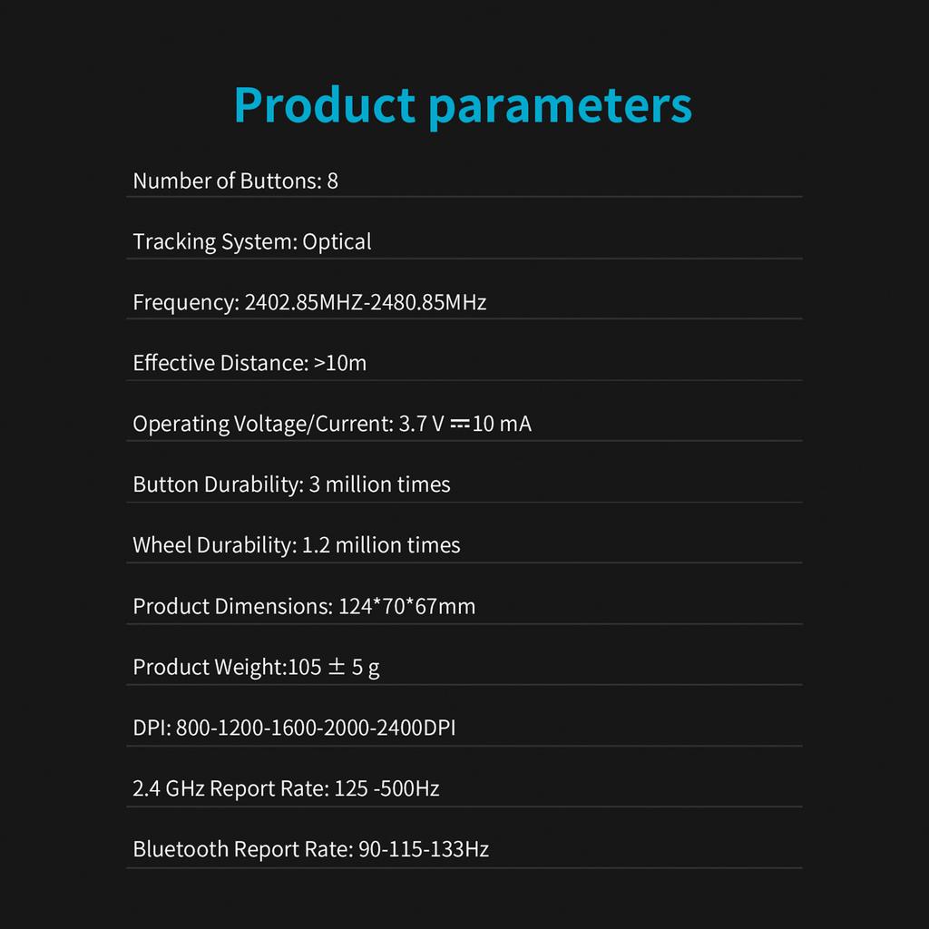 ZELOTES F-36 Беспроводная вертикальная Bluetooth-мышь 2,4G, полноцветная подсветка, 8 клавиш, программирование, пять точек на дюйм