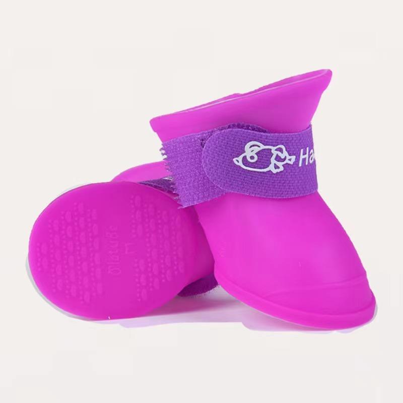 4 шт./компл. Обувь для собак, конфетных цветов, резиновая, водонепроницаемая, мягкая, дождевые ботинки для щенков, кошек S/M/L