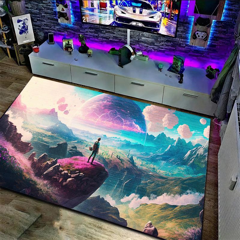 3D Киберпанк Ковер Большой Площади Комната для Киберспорта Спальня Напольный Коврик Кристальный Бархат Домашний Декор Ковер для Гостиной