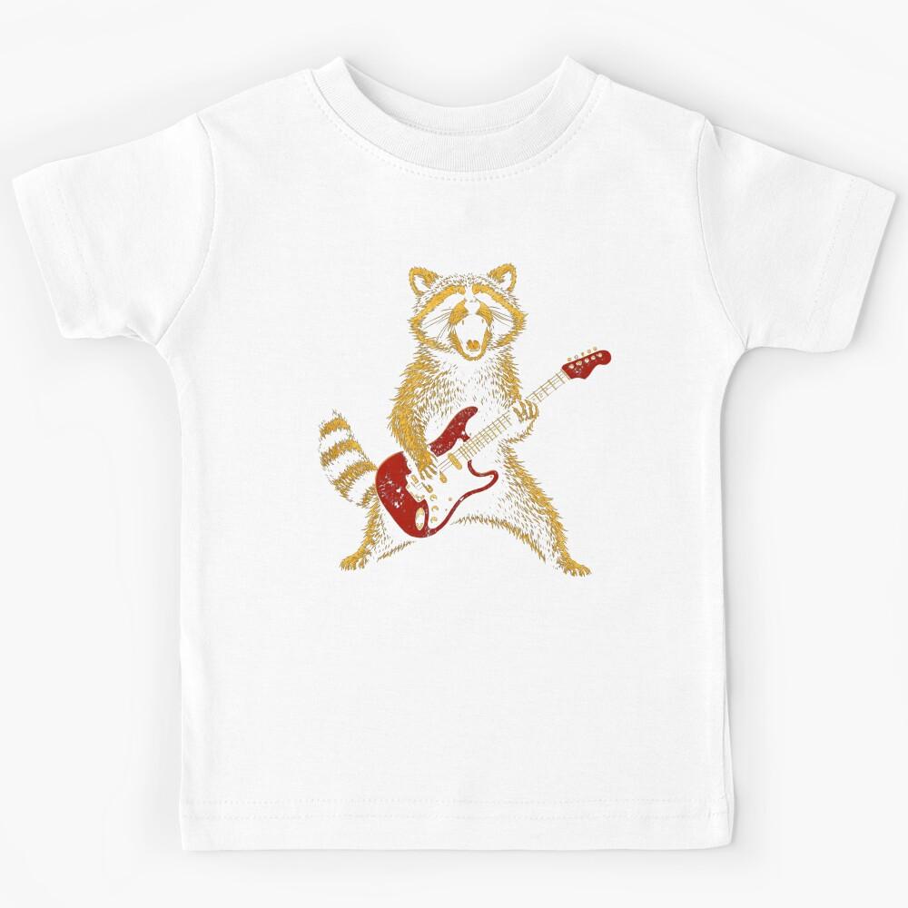 Vintage Raccoon Rock Funny Raccoon Playing Guitar Rock Style Kids T-Shirt
