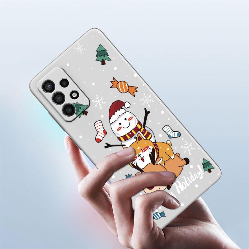 Прозрачный чехол для Samsung Galaxy A52 A12 A51 A32 A21s A71 A32 A22 50 A70 A31 A72 5G чехол для телефона Snow Merry Christmas