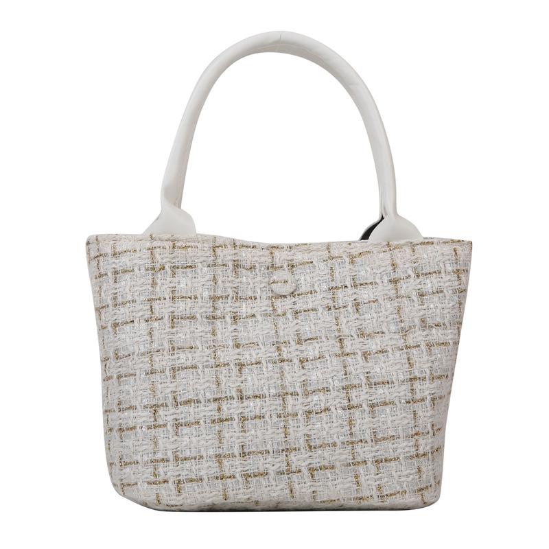 Small Bag Women's 2024 Spring New Nylon Bag Fashion Korean Version Trendy Plaid Large-capacity Shopping Bag Handbag