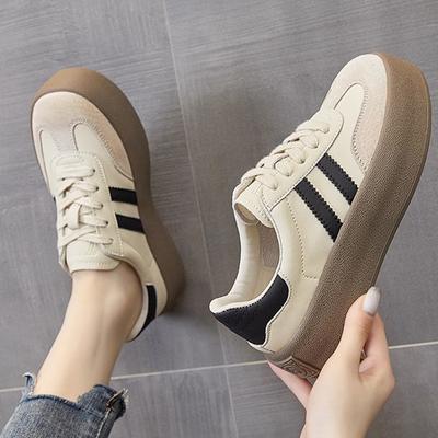 Женские туфли в стиле ретро, ​​туфли на толстой подошве, повседневные спортивные белые туфли