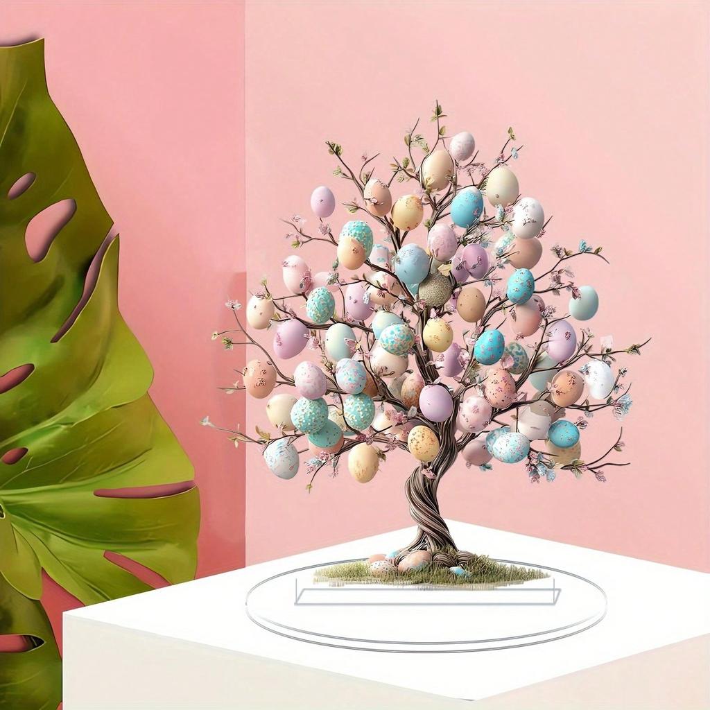 1 Дерево с птичьими яйцами в богемном стиле, настольный декор, декор для спальни, акриловый материал, подходит для Пасхи и ежедневного домашнего декора