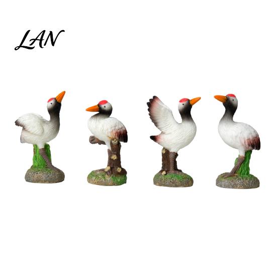 Outdoor Rockery Landscaping Decor Resin Red-Crowned Bird Figurines, Realistic Statues with Rock Base, Mini Landscape Animal Ornaments for Tea