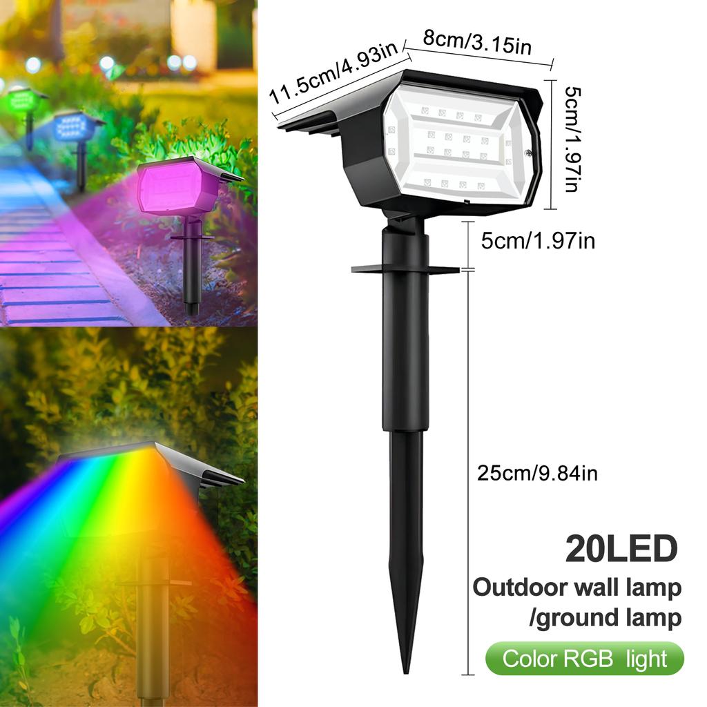 Outdoor 72/68 LED Solar Landscape Spotlights IP65 Waterproof Solar Light with 3 Modes Solar Garden Lighting for Outside Yard